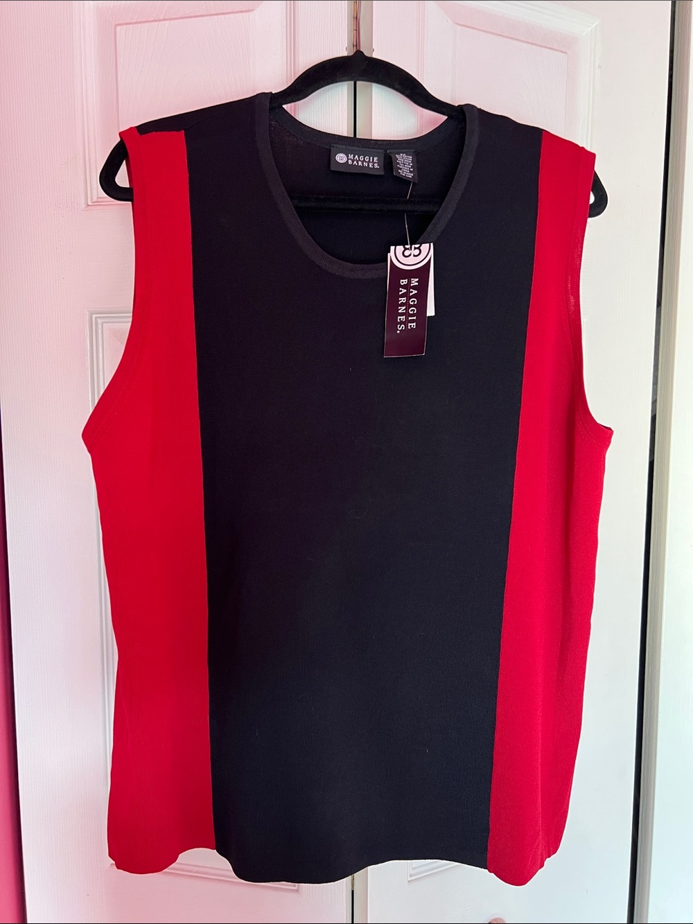 Maggie Barnes Black and Red Sleeveless Colorblock Tank Size 2 X